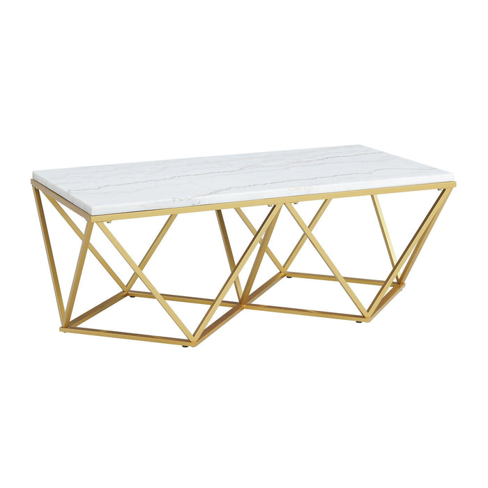 Riko 2PC Occasional Table Set in Gold-Coffee Table & End Table - In Home Furniture (San Antonio, TX)