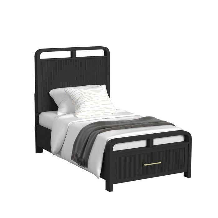 Ridgemont Storage Bedroom Set in Black with Grain - In Home Furniture (San Antonio, TX)