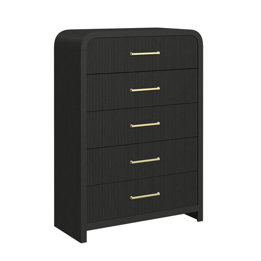 Ridgemont 5-Drawer Chest in Black with Grain - In Home Furniture (San Antonio, TX)