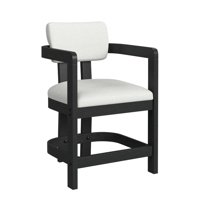 Portland Arm Counter Stool with White Fabric in Black (2 Per Carton) - In Home Furniture (San Antonio, TX)