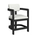 Portland Arm Counter Stool with White Fabric in Black (2 Per Carton) - In Home Furniture (San Antonio, TX)