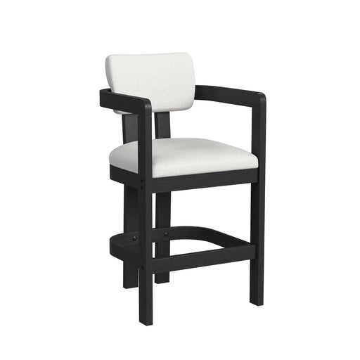 Portland Arm Barstool with White Fabric in Black (2 Per Carton) - In Home Furniture (San Antonio, TX)