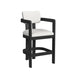 Portland Arm Barstool with White Fabric in Black (2 Per Carton) - In Home Furniture (San Antonio, TX)