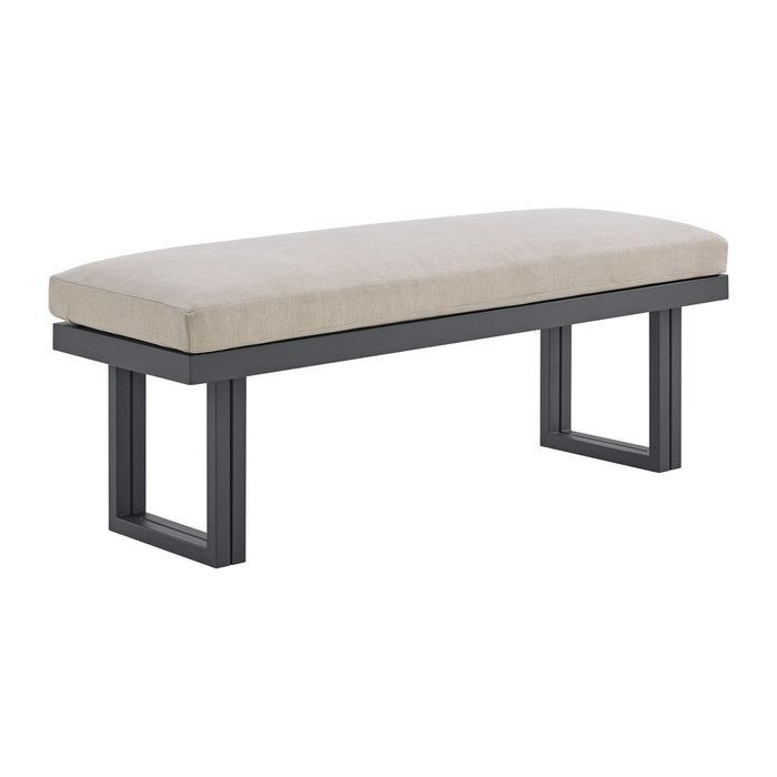 Playa Dining Bench - Dark Grey and Olefin Beige - In Home Furniture (San Antonio, TX)
