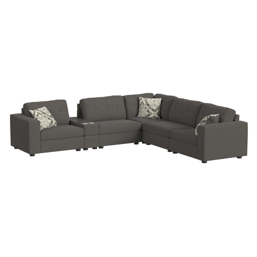 Options One 7PC Living Room Set in Palmer Plus Ash - In Home Furniture (San Antonio, TX)