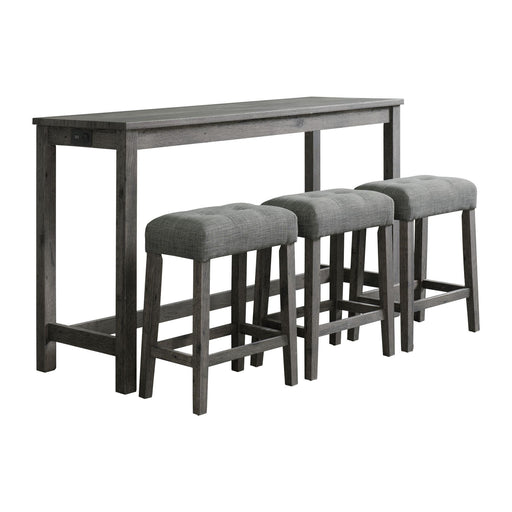 Oak Lawn Charcoal Grey Bar Table Single Pack (Table + 3 Grey Fabric Stools) - In Home Furniture (San Antonio, TX)