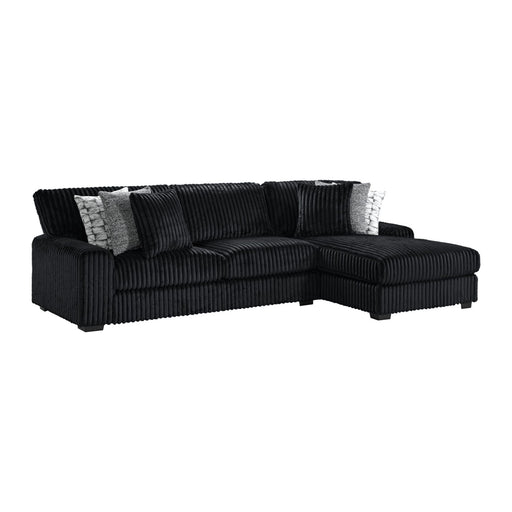 Nightfall LHF Loveseat in Grand Cord Black with 4 Pillows 20" (2 Winkin Walnut, 2 Nod Walnut) - In Home Furniture (San Antonio, TX)