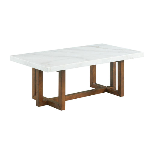 Morris Coffee Table in Espresso W/White Marble Top (3A Packing) - In Home Furniture (San Antonio, TX)