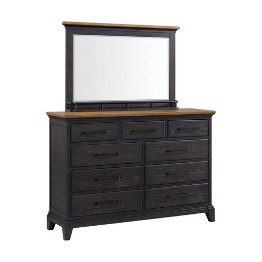 Montrose Dresser and Mirror Set in Espresso & Brown - In Home Furniture (San Antonio, TX)