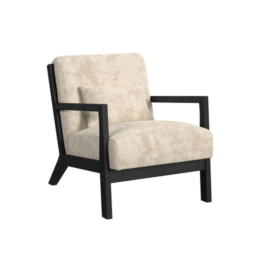 Marina Chair with kidney pillow in Langley Cream and Brushed Espresso Finish - In Home Furniture (San Antonio, TX)