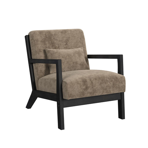Marina Chair with kidney pillow in Langley Cocoa and Brushed Espresso Finish - In Home Furniture (San Antonio, TX)