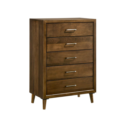 Malibu 5-Drawer Chest in Walnut - In Home Furniture (San Antonio, TX)
