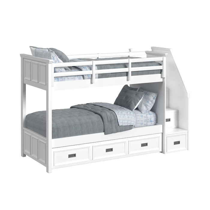 Hampton Kids Over Bunk with Staircase and Trundle Bedroom Set