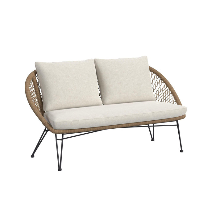 Grace Outdoor Seating 4PC Set - Black, Natural and Olefin Beige - In Home Furniture (San Antonio, TX)