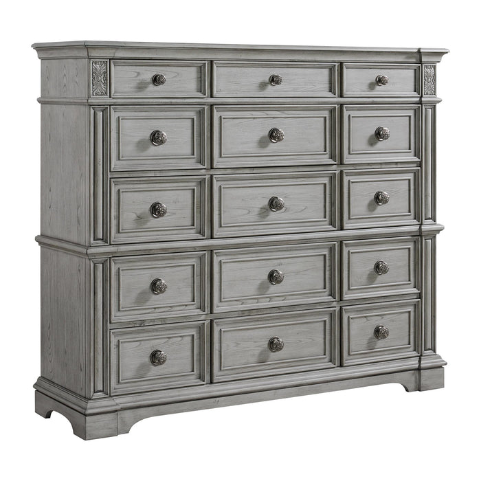 Glenmore 15-Drawer Mansion Chest in Aged Grey