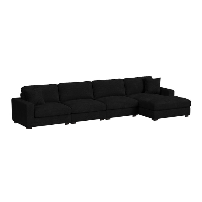 Arizona 4PC Sectional Set with RHF Chaise in Steno Black - In Home Furniture (San Antonio, TX)