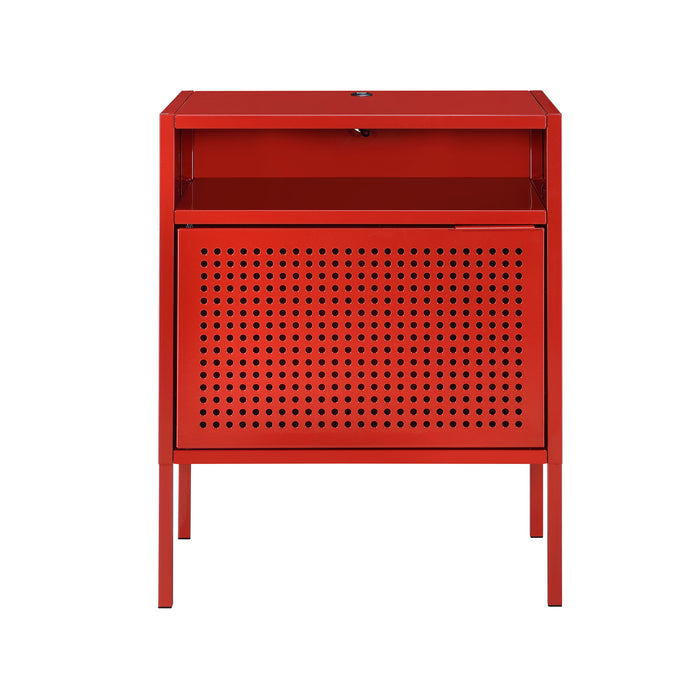 Ember Nightstand (C-1094) RED NIGHTSTAND W/ USB - In Home Furniture (San Antonio, TX)