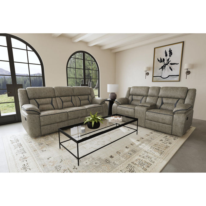 Engage Motion Loveseat with Console in Corral Grey - In Home Furniture (San Antonio, TX)