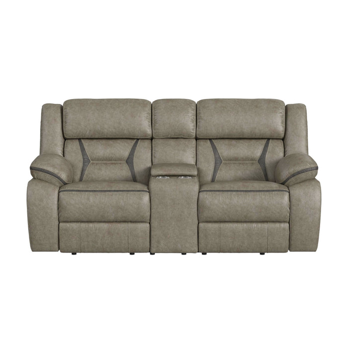 Engage Motion Loveseat with Console in Corral Grey - In Home Furniture (San Antonio, TX)