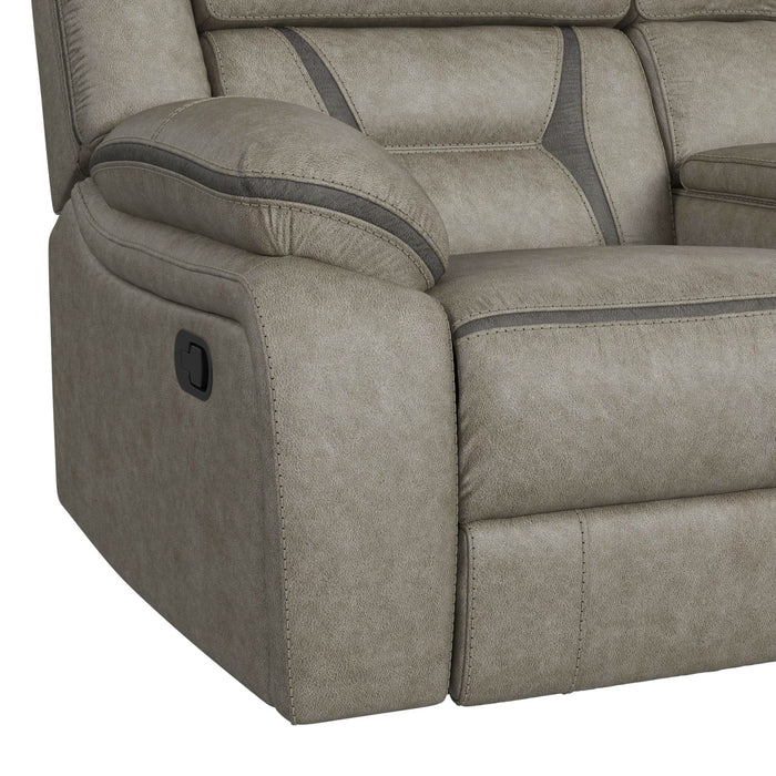 Engage Motion Loveseat with Console in Corral Grey - In Home Furniture (San Antonio, TX)
