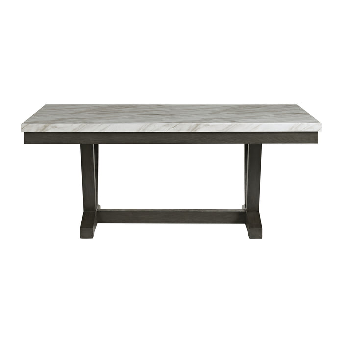 Everdeen Dining Table w/ White Faux Marble Top in Charcoal - In Home Furniture (San Antonio, TX)