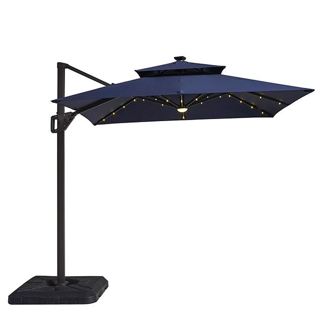 8 ft solar patio umbrella Xico 8 Ft Square Umbrella w/ Double Top w/ LED Light + 37" Large Base