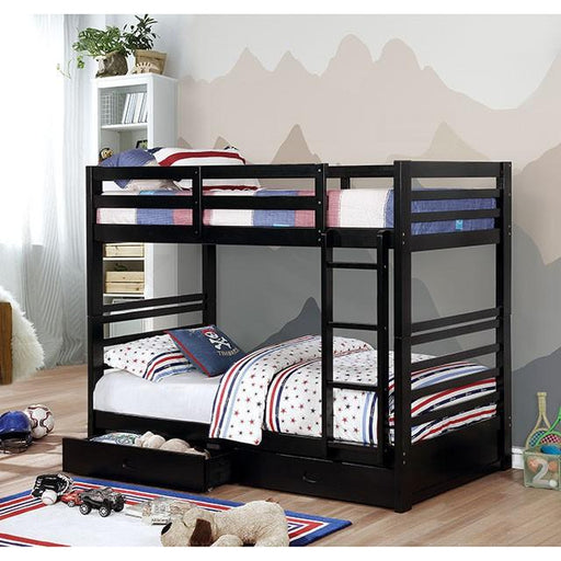 California Iv Black, Walnut, Gray, & White Twin/Twin Bunk Bed - In Home Furniture (San Antonio, TX)