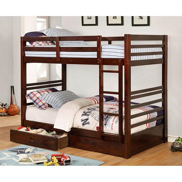 California Iv Black, Walnut, Gray, & White Twin/Twin Bunk Bed - In Home Furniture (San Antonio, TX)