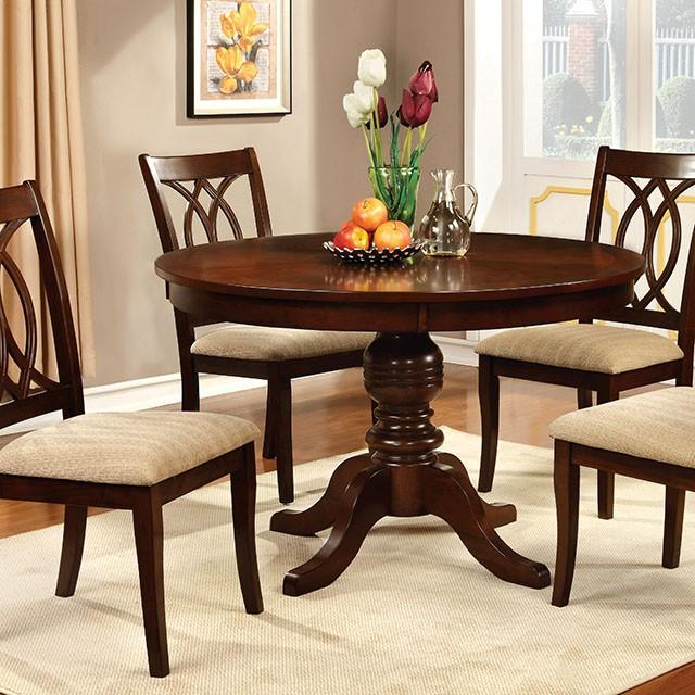 Carlisle Brown Cherry Round Dining Table - In Home Furniture (San Antonio, TX)