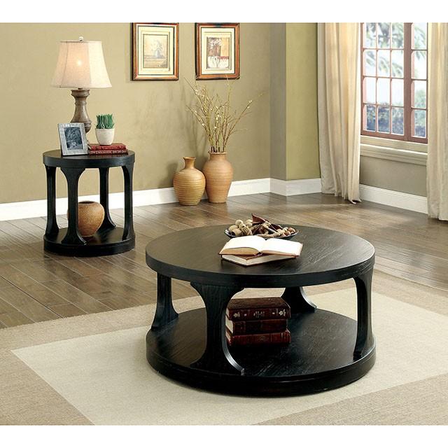 Carrie Antique Black End Table - In Home Furniture (San Antonio, TX)