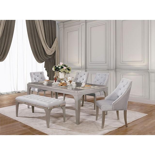 DIOCLES Silver/Gray Dining Table - In Home Furniture (San Antonio, TX)