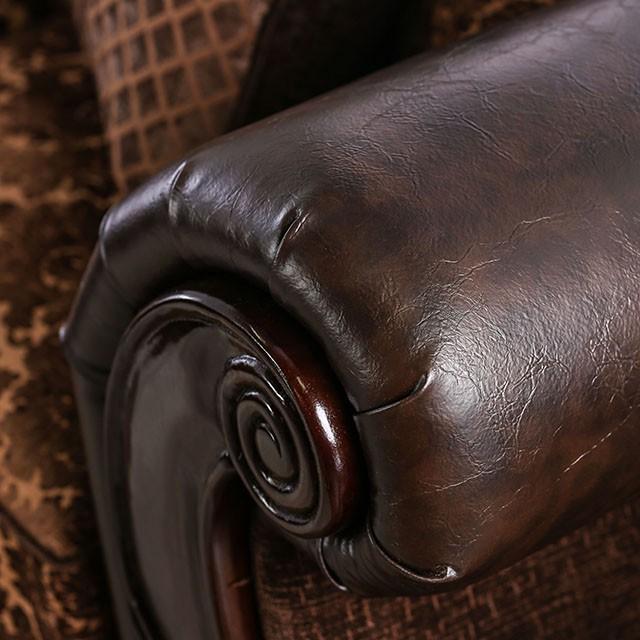 ELPIS Brown/Espresso Love Seat - In Home Furniture (San Antonio, TX)