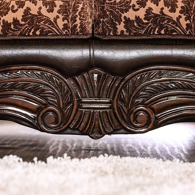 ELPIS Brown/Espresso Love Seat - In Home Furniture (San Antonio, TX)