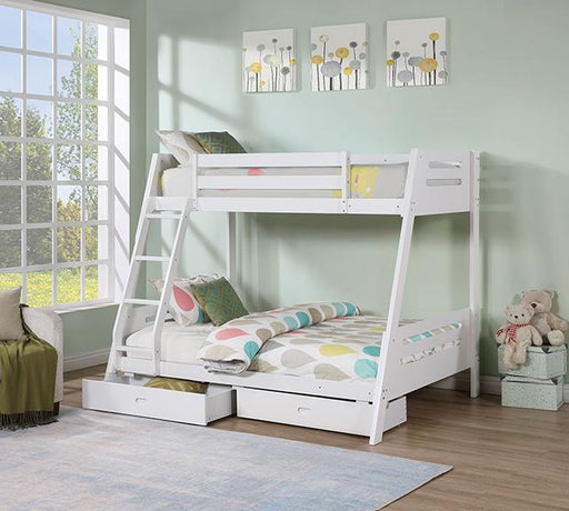 Emilee Twin/Full Bunk Bed White, Grey, Espresso, & Black - In Home Furniture (San Antonio, TX)
