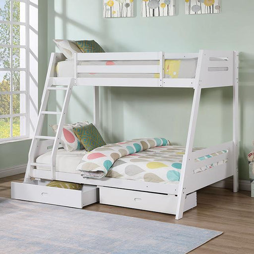 Emilee Twin/Full Bunk Bed White, Grey, Espresso, & Black - In Home Furniture (San Antonio, TX)