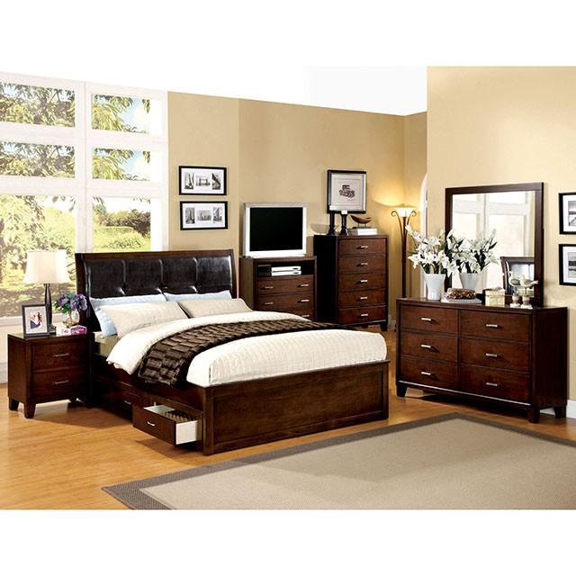 Enrico Full Queen Bed Brown, Black, & Cherry - In Home Furniture (San Antonio, TX)