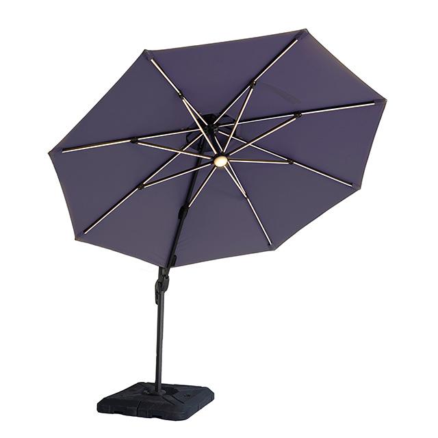 Fera 10 Ft Round Umbrella w/ LED Bulb + 37" Large Base