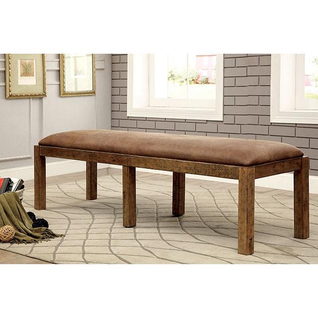 GIANNA Rustic Pine Fabric Bench - In Home Furniture (San Antonio, TX)
