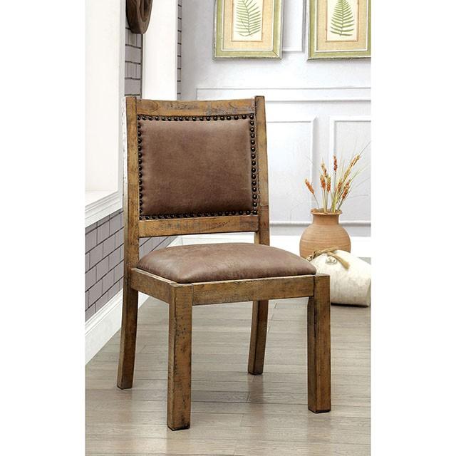 GIANNA Rustic Pine/Brown Side Chair (2/CTN) - In Home Furniture (San Antonio, TX)