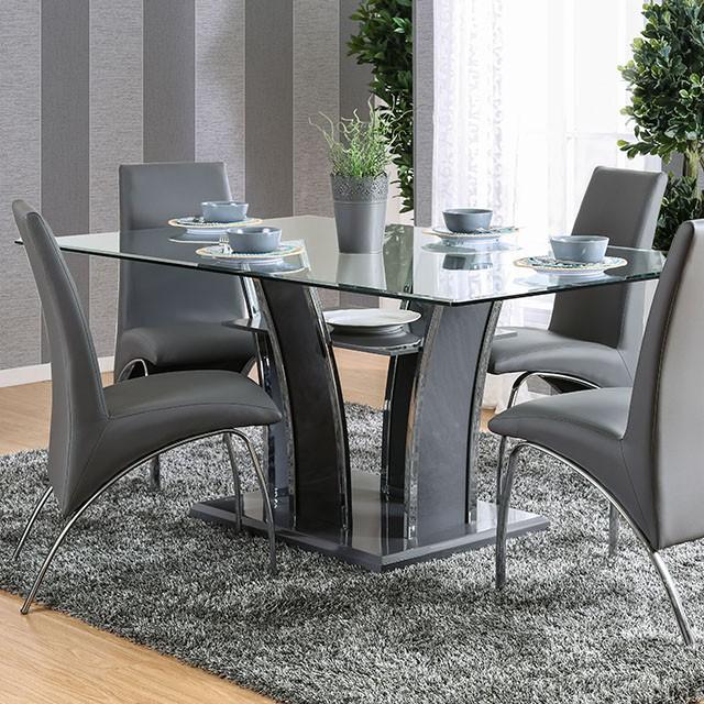 Glenview I Gray/Chrome Dining Table - In Home Furniture (San Antonio, TX)