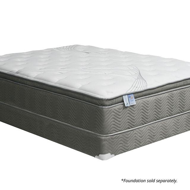 STORMIN White/Gray 13" Euro Pillow Top Mattress, Queen - In Home Furniture (San Antonio, TX)