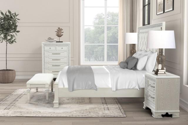 Stella Mia 4 Pc 5 Pc Queen Bedroom Set White - In Home Furniture (San Antonio, TX)