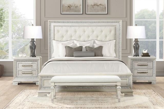 Stella Mia 4 Pc 5 Pc Queen Bedroom Set White - In Home Furniture (San Antonio, TX)