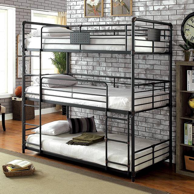 Olga I Antique Black Full/Full Bunk Bed - In Home Furniture (San Antonio, TX)