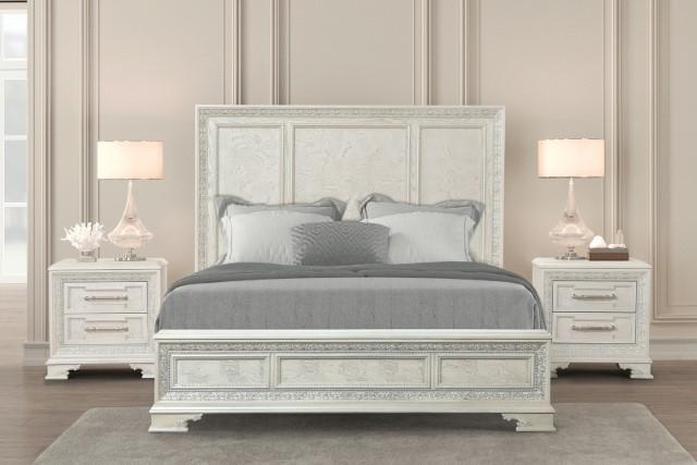 Stella Mia 4 Pc 5 Pc Queen Bedroom Set White - In Home Furniture (San Antonio, TX)