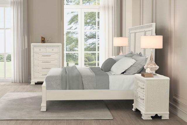 Stella Mia 4 Pc 5 Pc Queen Bedroom Set White - In Home Furniture (San Antonio, TX)