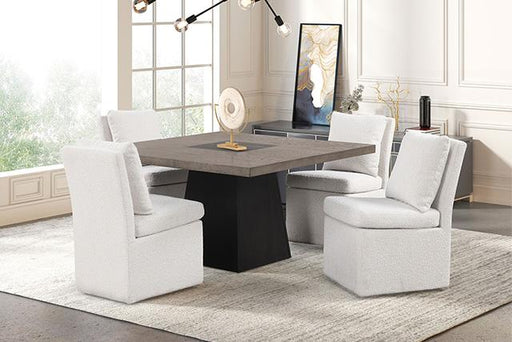 Broager 5 Pc Dining Table Set (White Swivel Chairs) - In Home Furniture (San Antonio, TX)