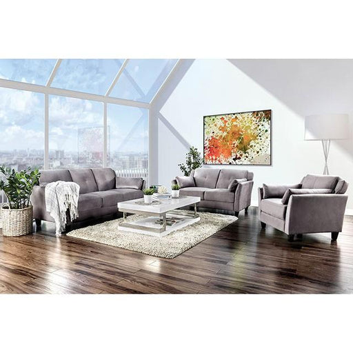 YSABEL Warm Gray Love Seat, Warm Gray (K/D) - In Home Furniture (San Antonio, TX)