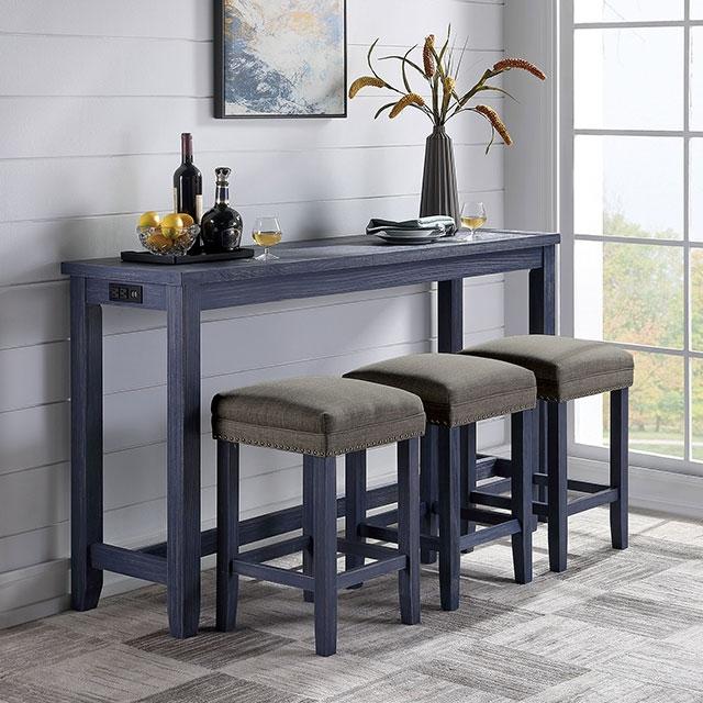 Caerleon 3 & 4 Piece Counter Ht. Set Gray & Blue - In Home Furniture (San Antonio, TX)