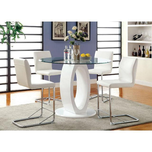 LODIA II White Round Counter Ht. Table - In Home Furniture (San Antonio, TX)
